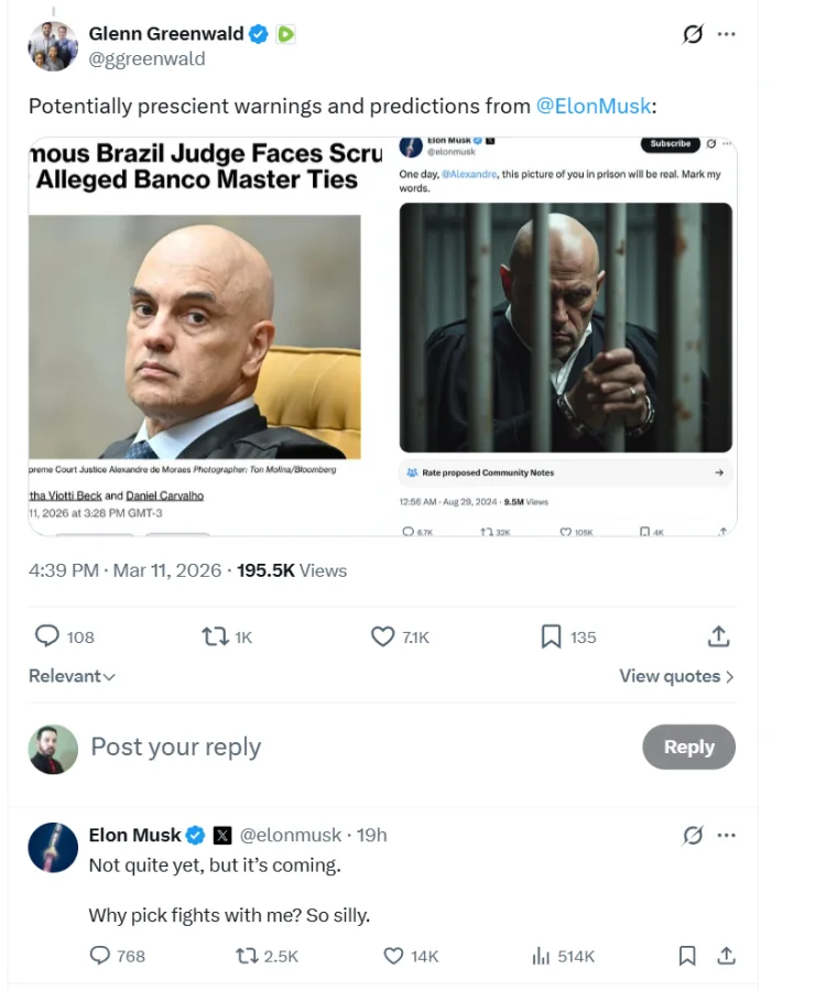 Imagem detalhando os principais pontos da análise sobre o embate entre Elon Musk e Alexandre de Moraes, focando nas acusações de corrupção financeira. - parágrafo 3