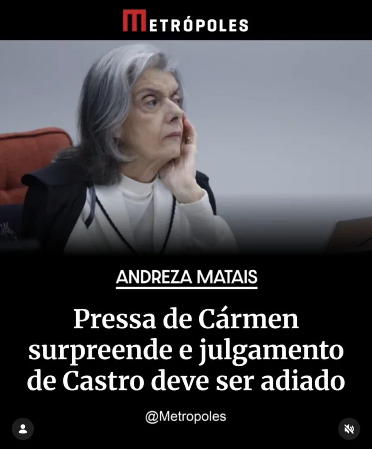Imagem da ministra Cármen Lúcia em sessão plenária no TSE, sentada à mesa de julgamento com expressão concentrada, representando a pressa no caso Cláudio Castro e o ambiente judici