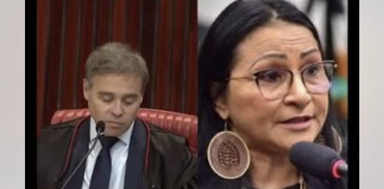 A deputada federal Sílvia Waiãpi durante sessão no plenário da Câmara dos Deputados em Brasília.