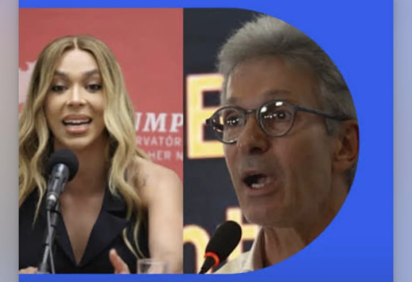 Romeu Zema discursando de forma séria em evento oficial de governo