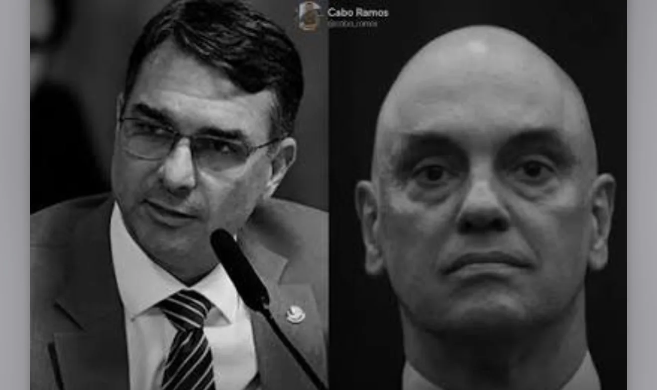 Senador Flávio Bolsonaro concede entrevista coletiva sobre decisões do STF e legislação brasileira.