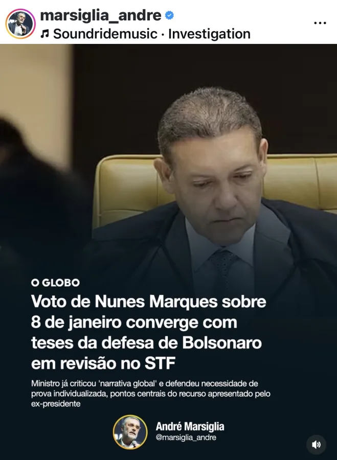 Ministro Kassio Nunes Marques durante sessão plenária no Supremo Tribunal Federal em Brasília.