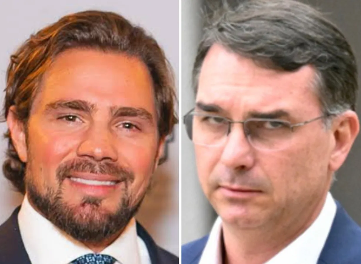 Senador Flávio Bolsonaro em sessão no Congresso Nacional durante debate político em Brasília.