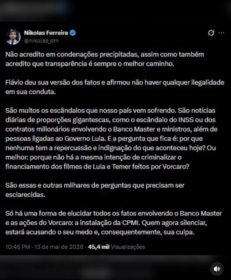 NIKOLAS SE MANIFESTA SOBRE FLAVIO