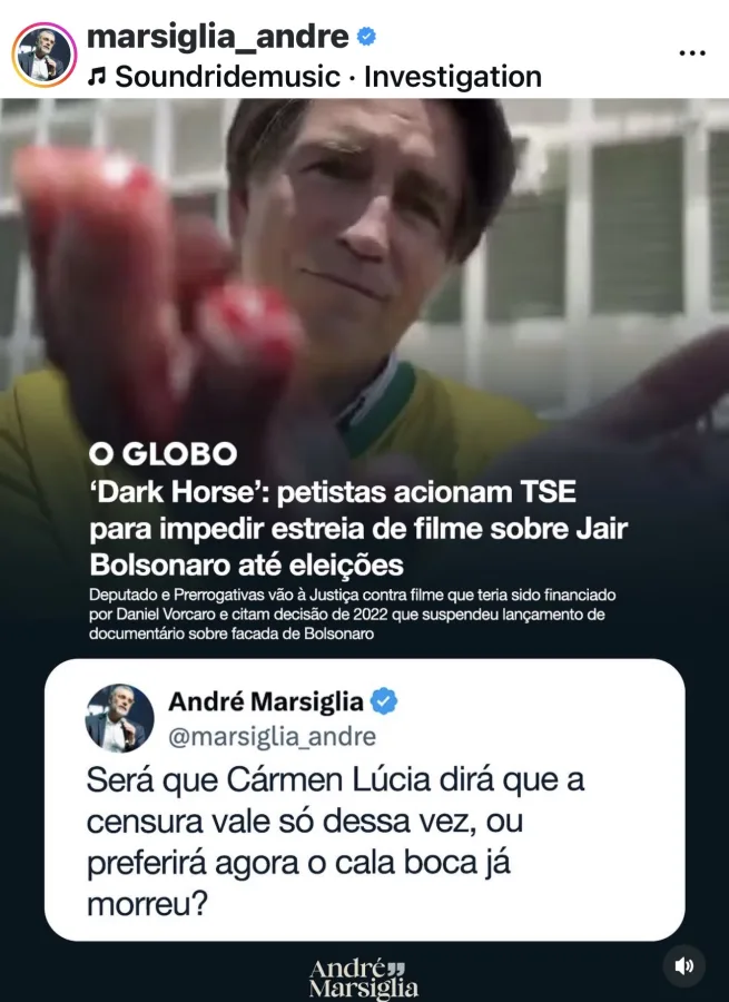 Sessão TSE debate censura duplo padrão petista Dark Horse Lula