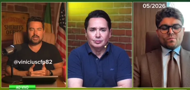 Transmissão de programa jornalístico com Paulo Figueiredo debatendo a segurança pública nas Américas