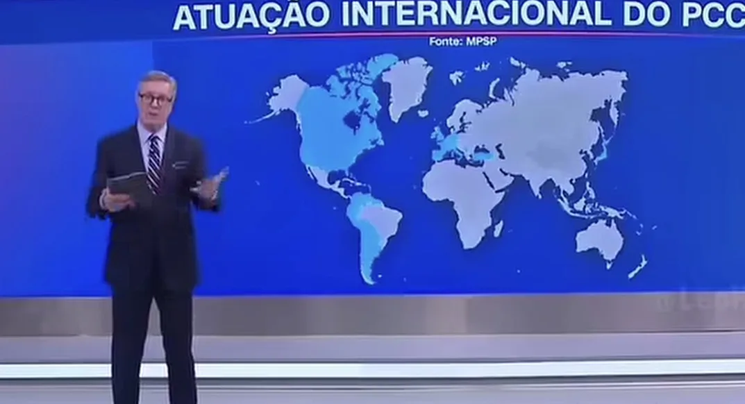 Infográfico mostrando a expansão internacional do PCC e CV conforme reportado na mídia.