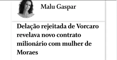 Print de tela da coluna jornalística de Malu Gaspar detalhando informações sobre a delação de Vorcaro e valores contratuais.