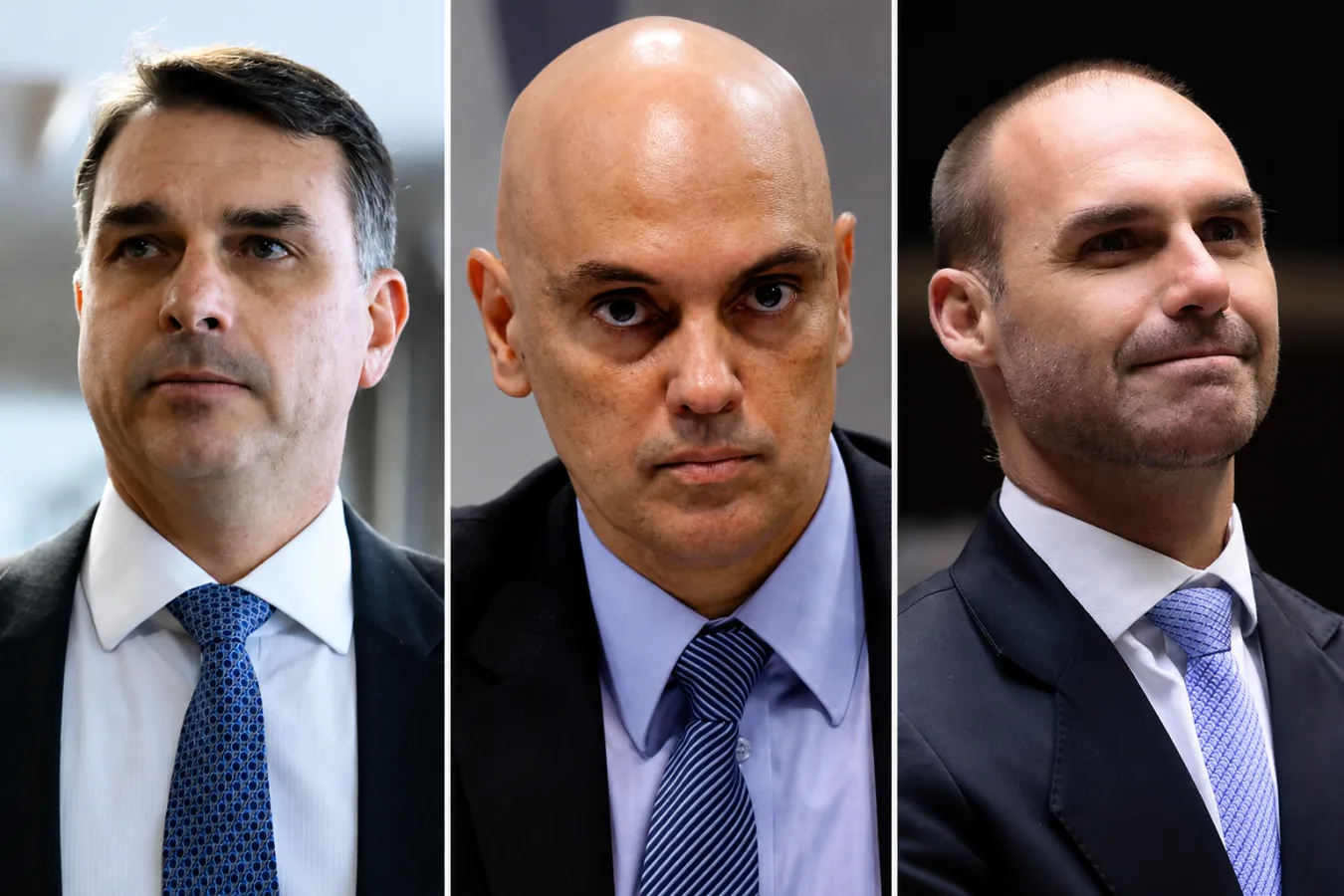 Flávio Bolsonaro criticando Alexandre de Moraes e decisão do STF contra Eduardo Bolsonaro