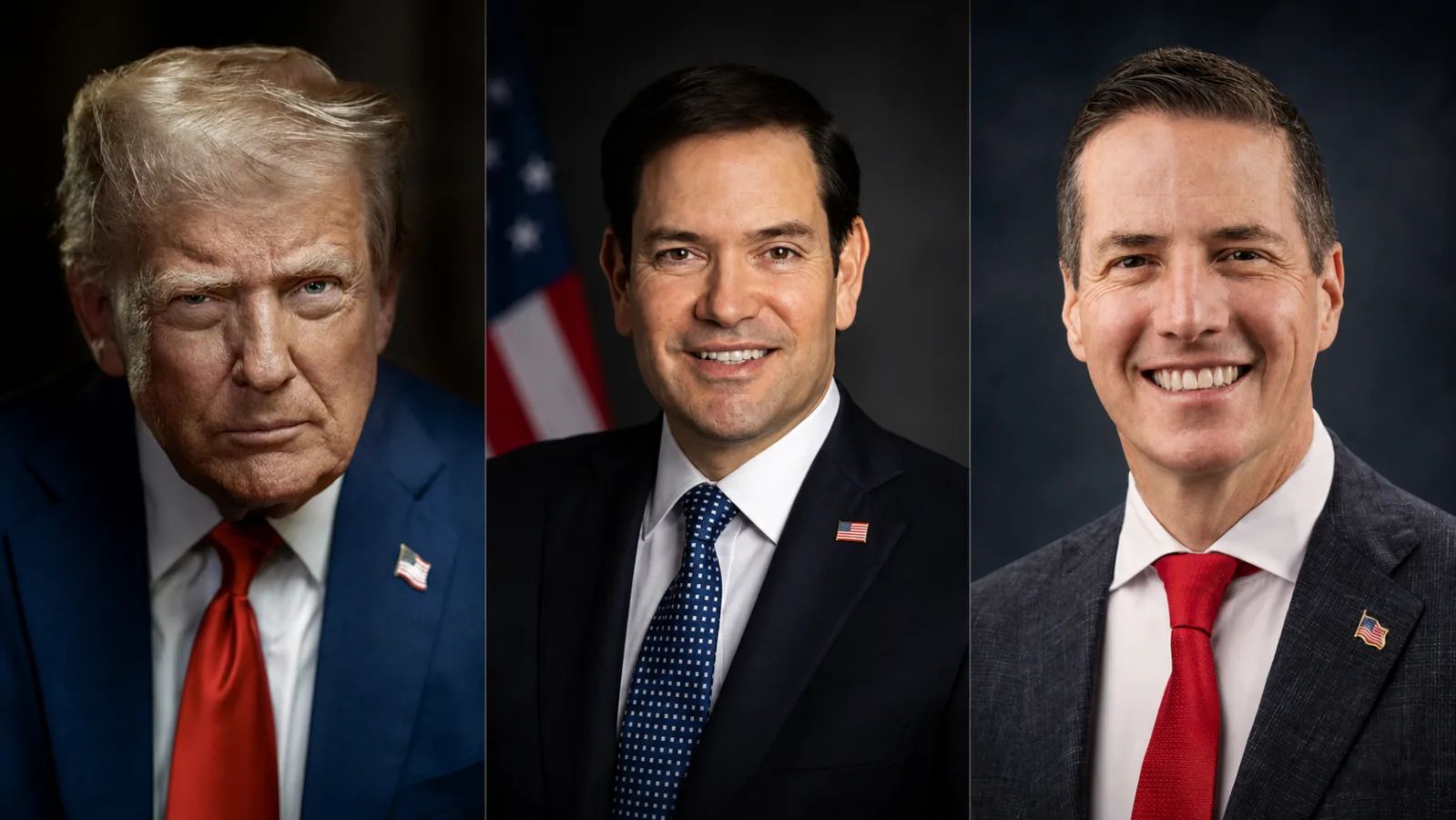 Donald Trump, Marco Rubio e Bernie Moreno celebrando vitória de Abelardo de la Espriella no segundo turno presidencial da Colômbia
