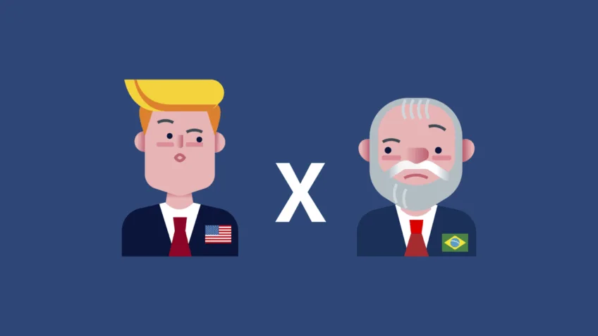 Montagem com Donald Trump e Lula, presidentes dos Estados Unidos e do Brasil