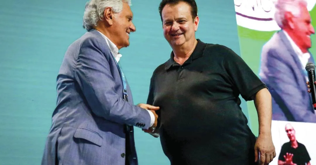Ronaldo Caiado e Gilberto Kassab durante compromisso político da campanha presidencial