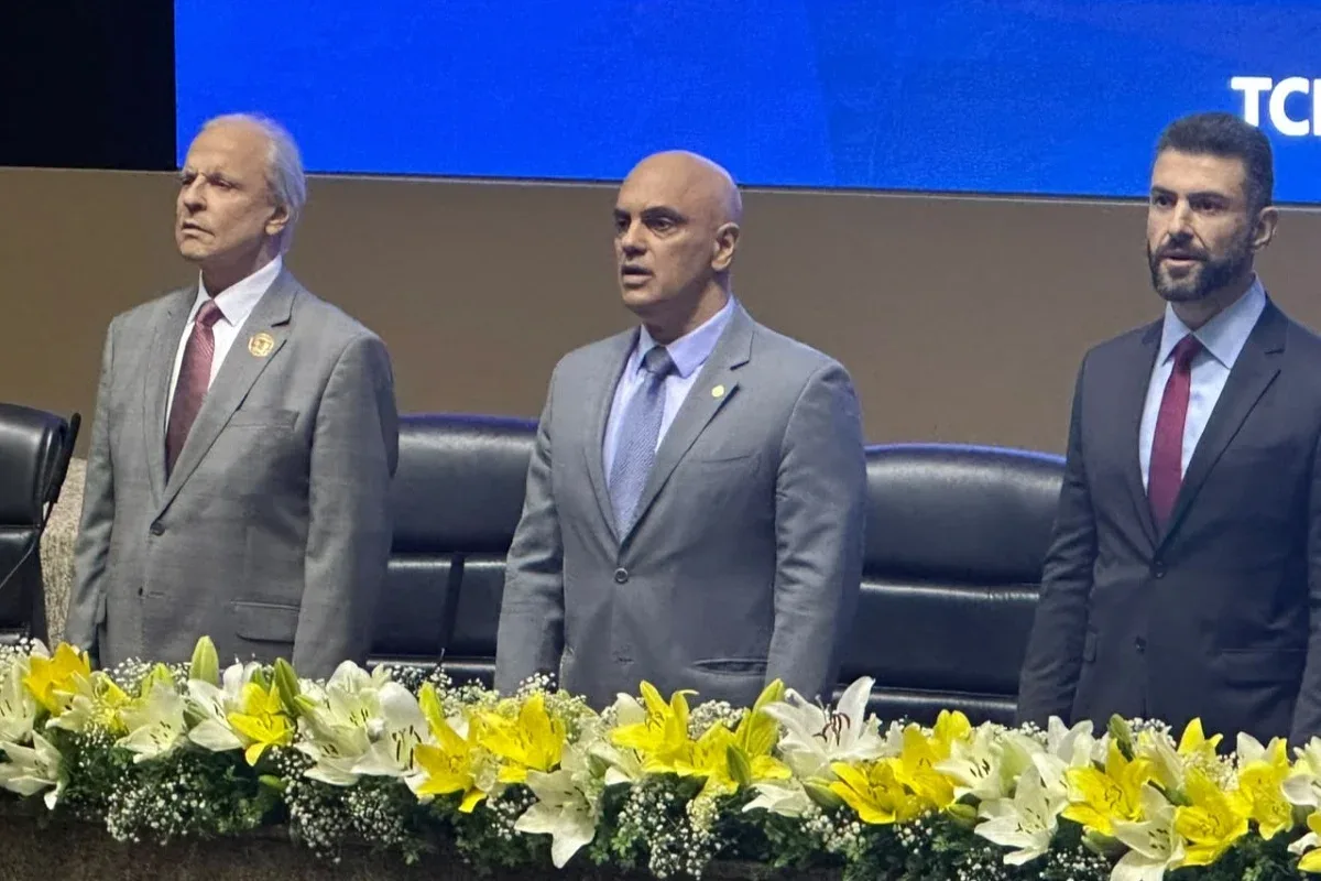 Alexandre de Moraes durante palestra em que criticou as grandes empresas de tecnologia