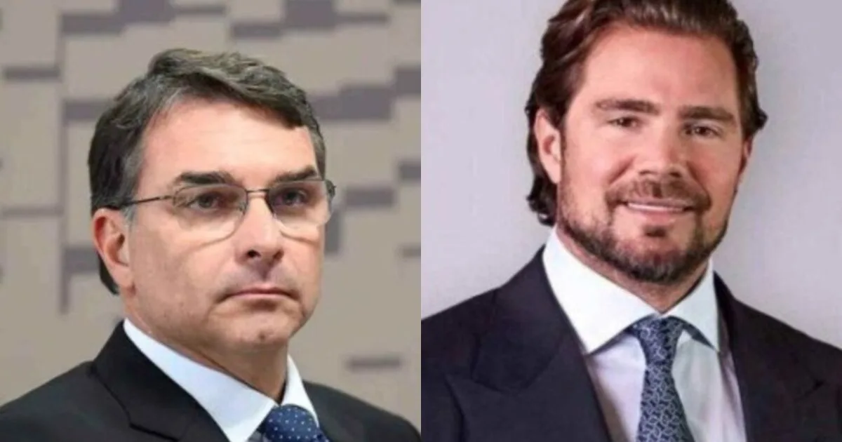 Flávio Bolsonaro e Daniel Vorcaro em imagem jornalística sobre vídeo produzido com inteligência artificial