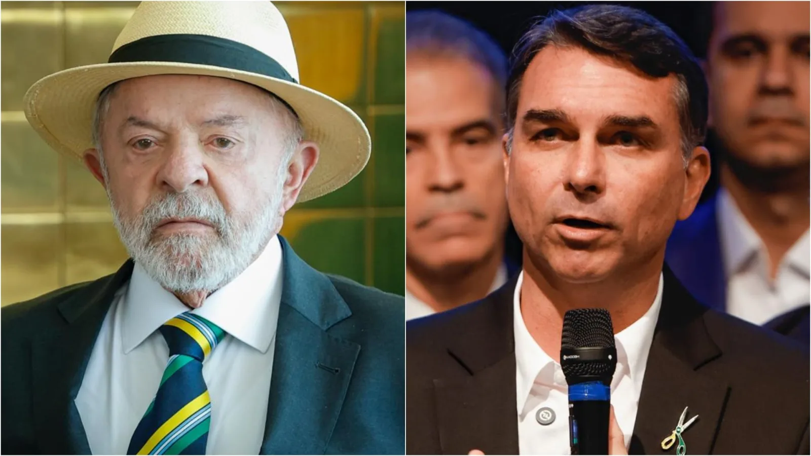 Lula e Flávio Bolsonaro em montagem sobre a disputa presidencial de 2026