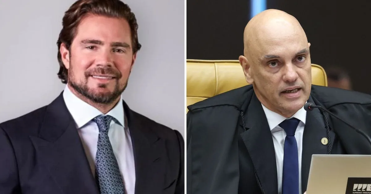 Daniel Vorcaro e o ministro Alexandre de Moraes, destinatário atribuído pela PF às mensagens sobre Gonet e Andrei