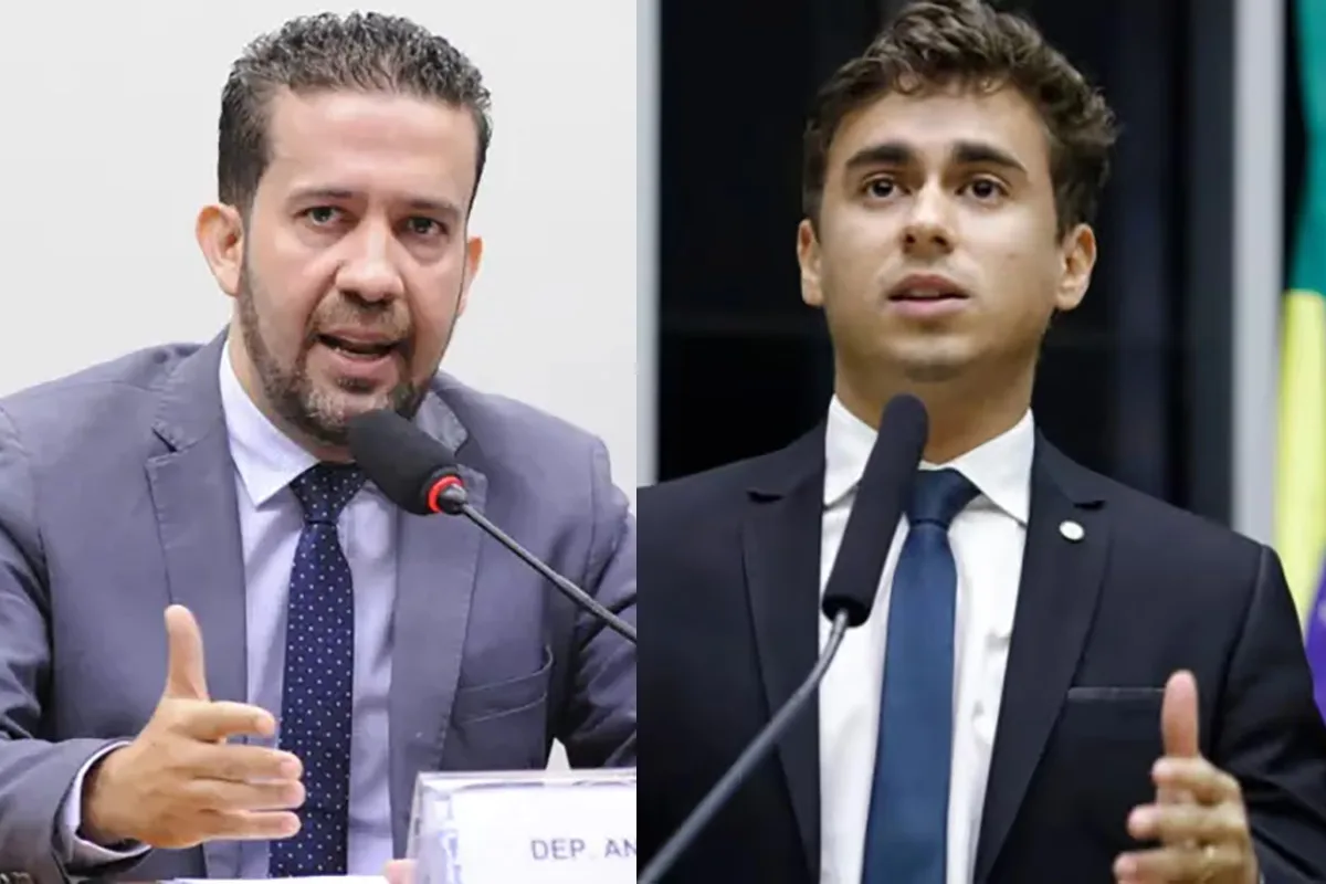 André Janones e Nikolas Ferreira durante pronunciamentos na Câmara dos Deputados