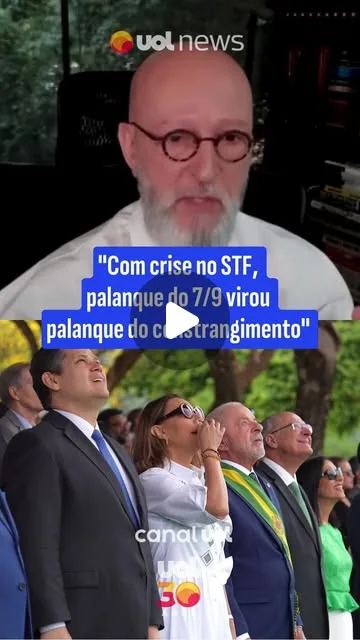 Autoridades reunidas no palanque oficial do desfile de 7 de Setembro em Brasília