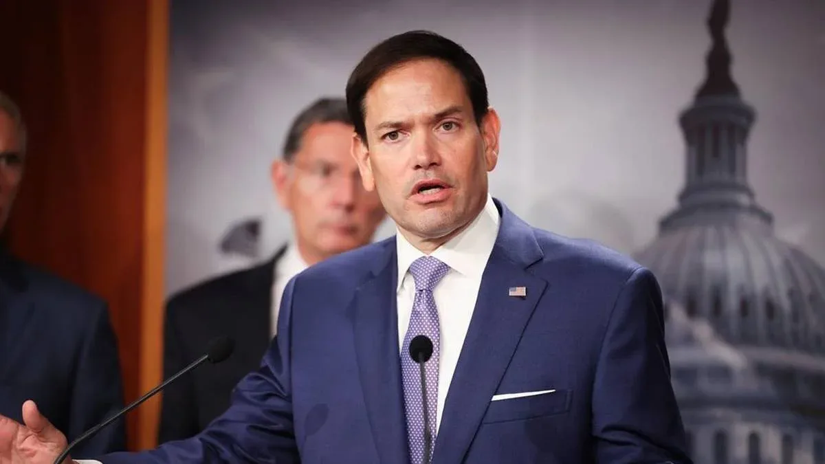 Marco Rubio, secretário de Estado dos Estados Unidos, durante pronunciamento