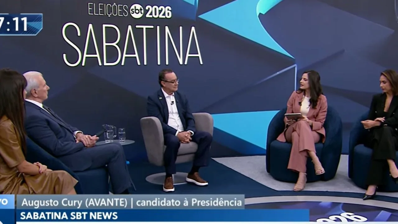 Augusto Cury durante sabatina como candidato à Presidência da República