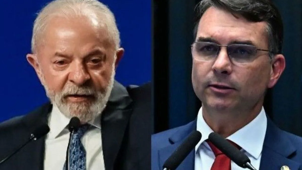Lula e Flávio Bolsonaro em imagens relacionadas à disputa presidencial