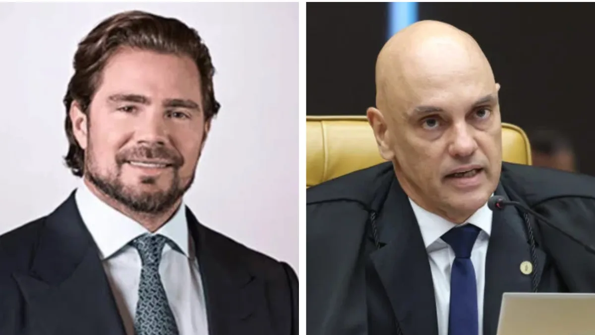Daniel Vorcaro e o ministro Alexandre de Moraes, citados nas mensagens sobre o Master