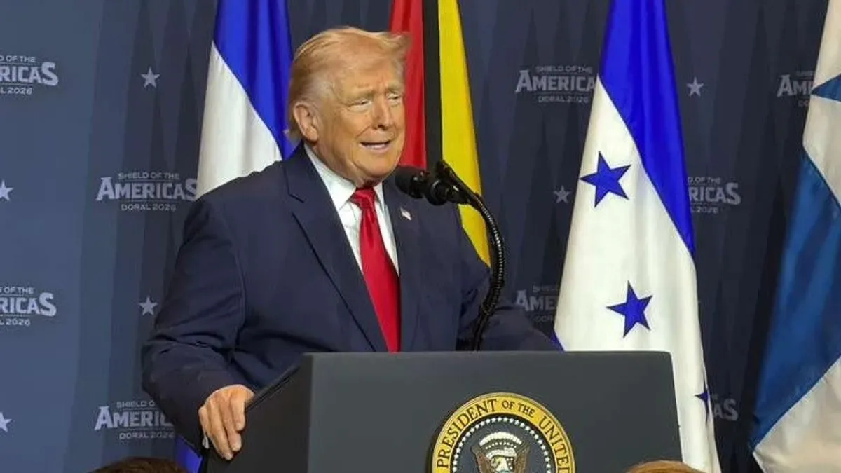 Donald Trump discursa sobre segurança e combate ao narcotráfico