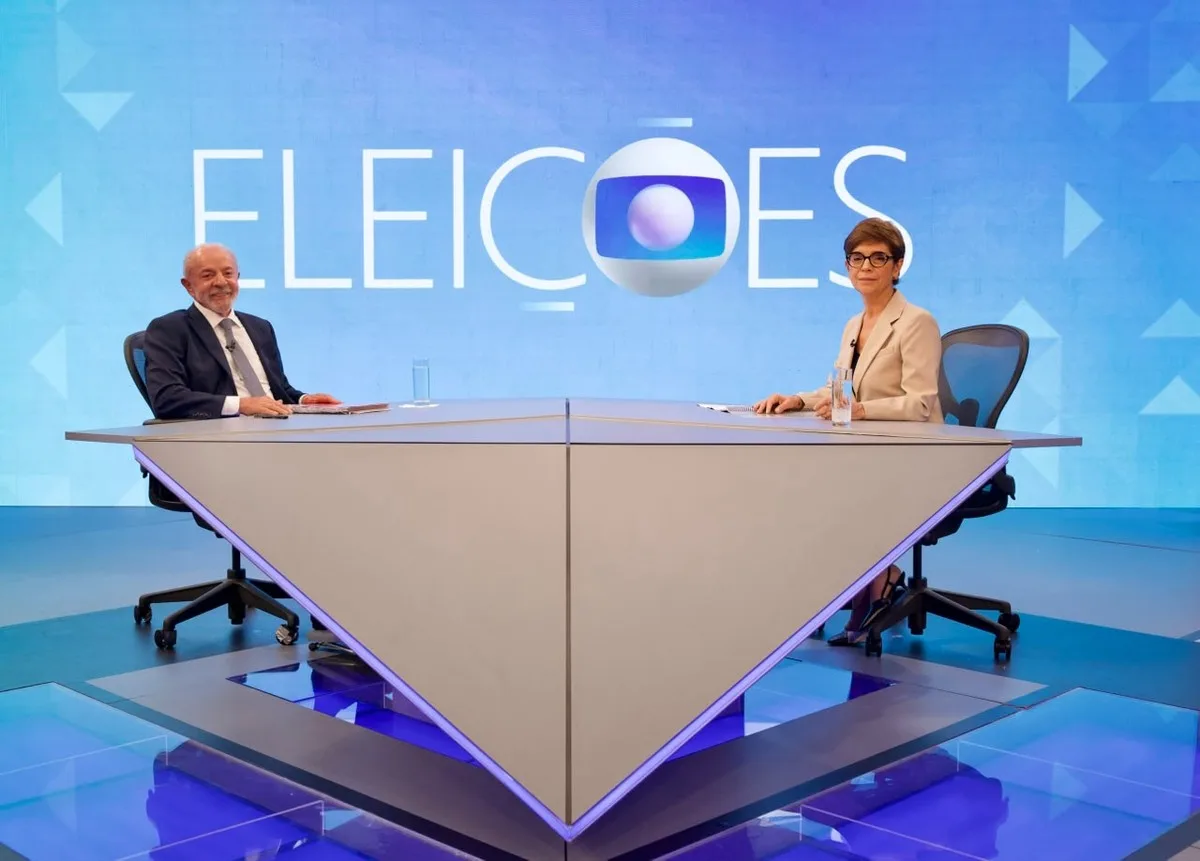 Lula durante sabatina na TV Globo com Renata Lo Prete