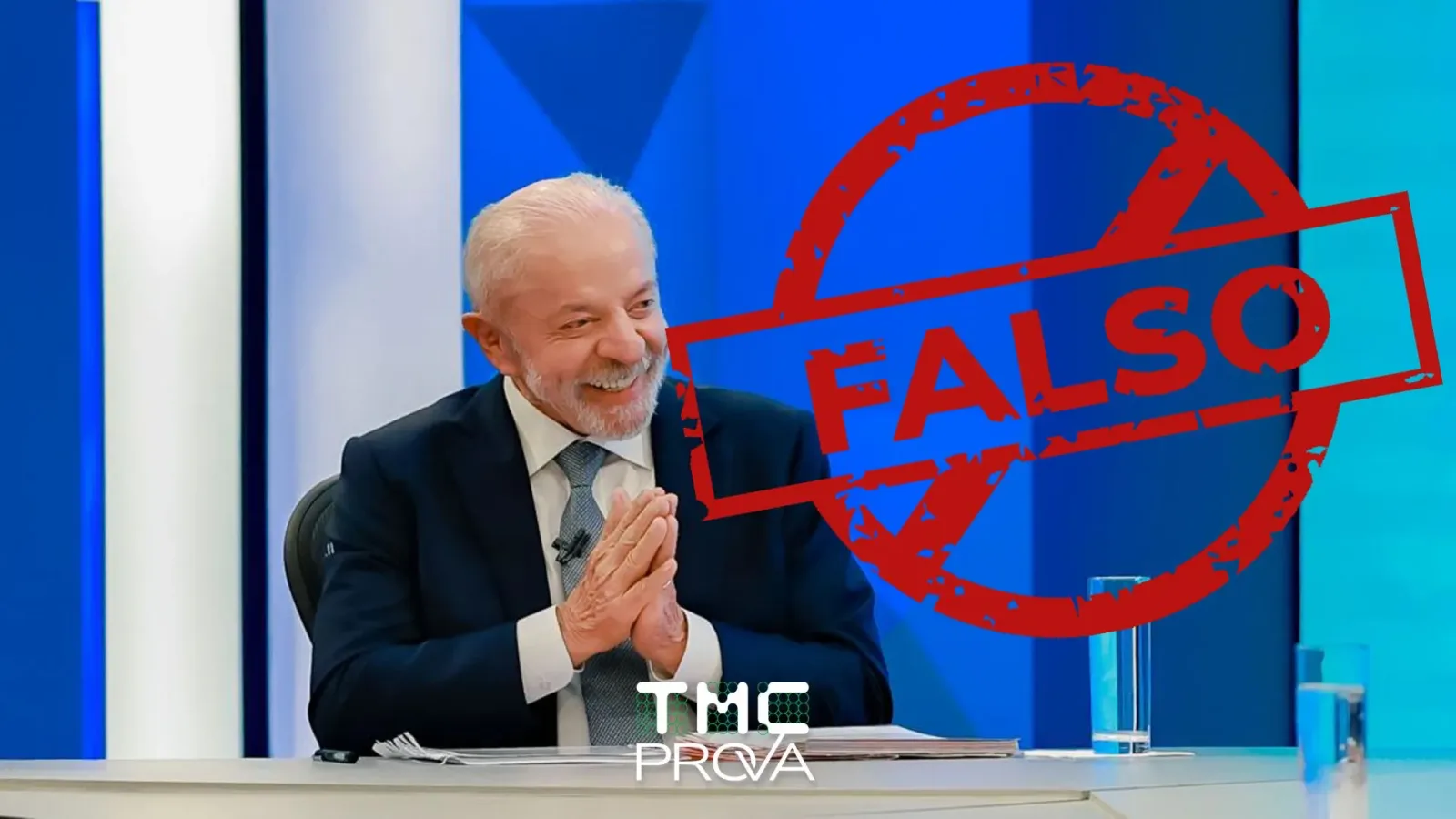 Lula em entrevista com carimbo FALSO