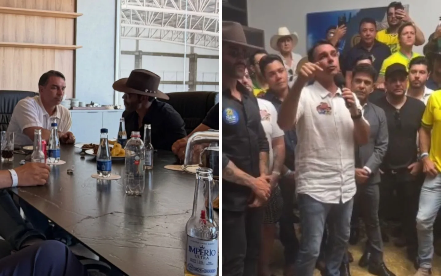 Flávio Bolsonaro com artistas sertanejos em Goiás