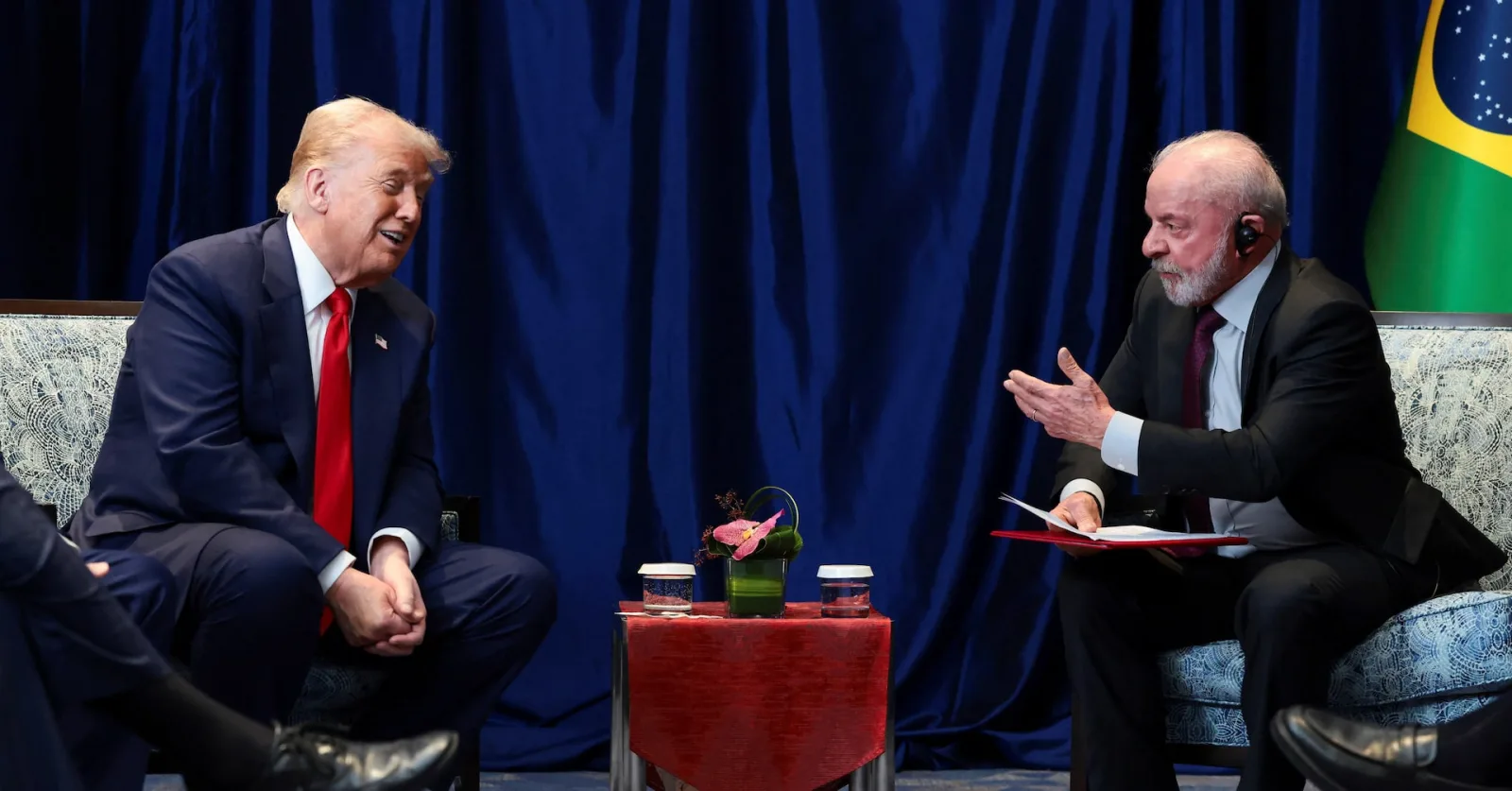 Lula e Donald Trump durante encontro
